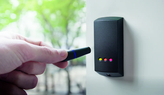 Access control system fitted at secure entrance